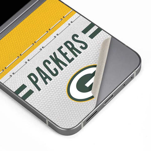 NFL Green Bay Packers White Striped Galaxy Z Flip6 Skin